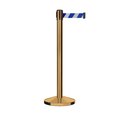 Montour Line Stanchion Belt Barrier Sat.Brass Post 13ft. Blu/Wh Belt M630-SB-BWD-130